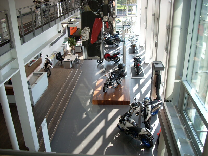 Motorcycle showroom interior