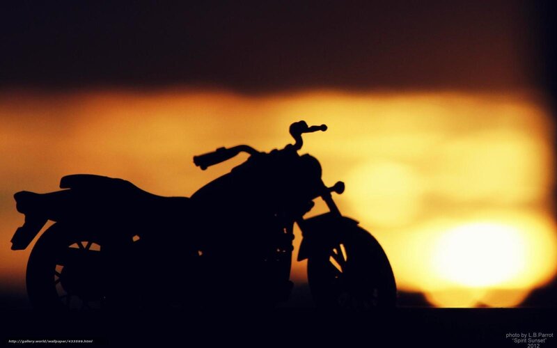 Motorcycle Silhouette — Orange, Dramatic
