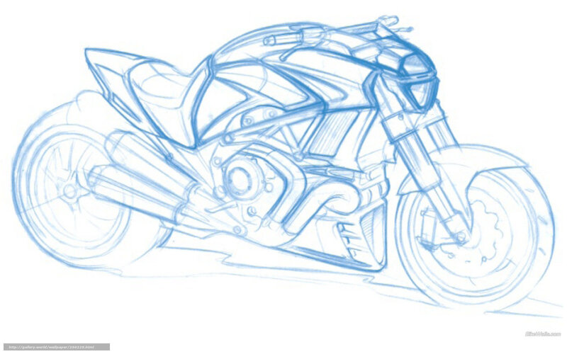 Motorcycle Sketch — Blue