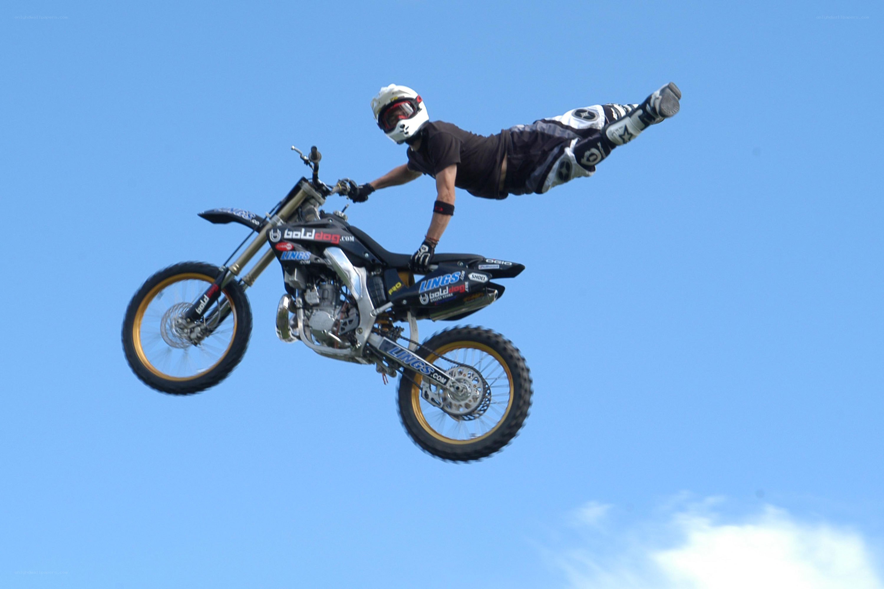 motorcycle stunt in mid-air