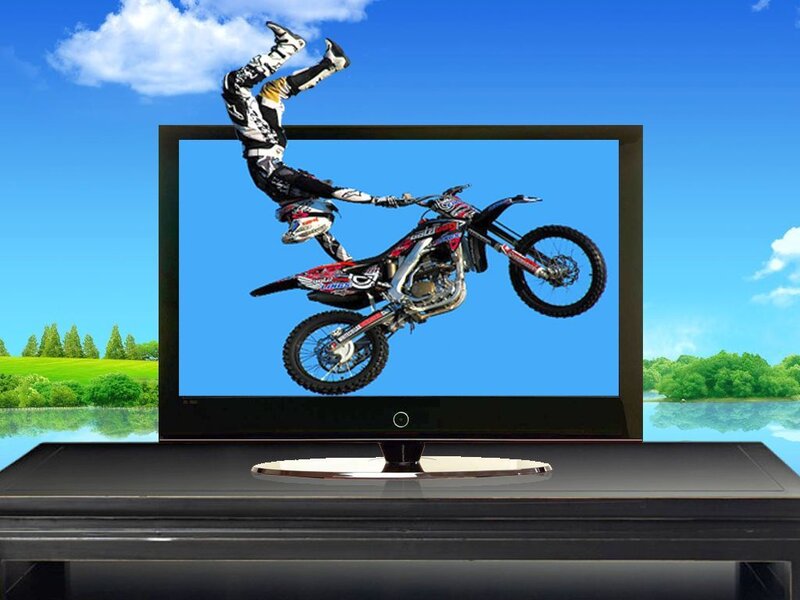 Motorcycle Stunt on Screen