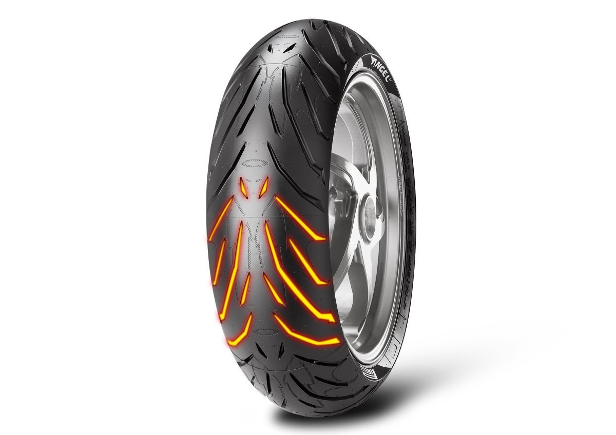motorcycle tire with glowing tread