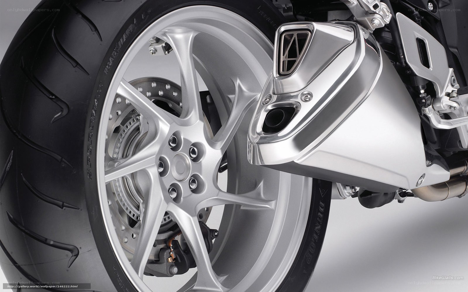 motorcycle wheel and exhaust