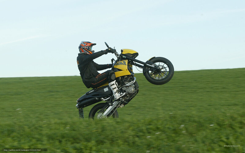 motorcycle wheelie on grass