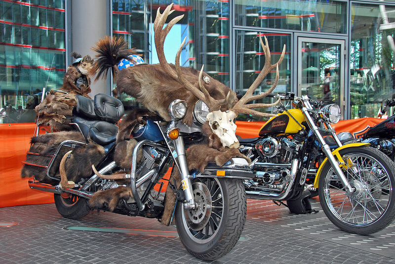 Motorcycle with animal decorations