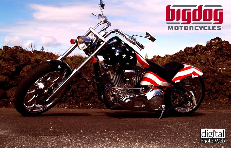 Motorcycle with Flag Design — Red