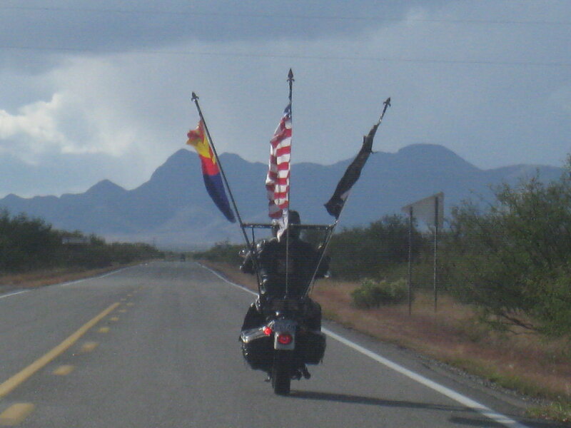 Motorcycle with Flags