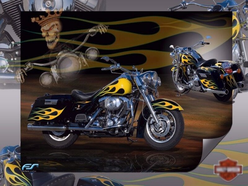 Motorcycle with flame design
