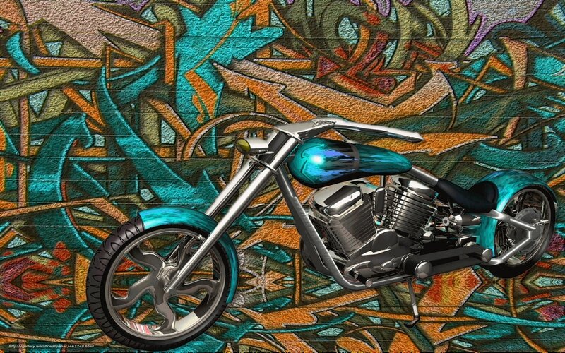 motorcycle with graffiti background