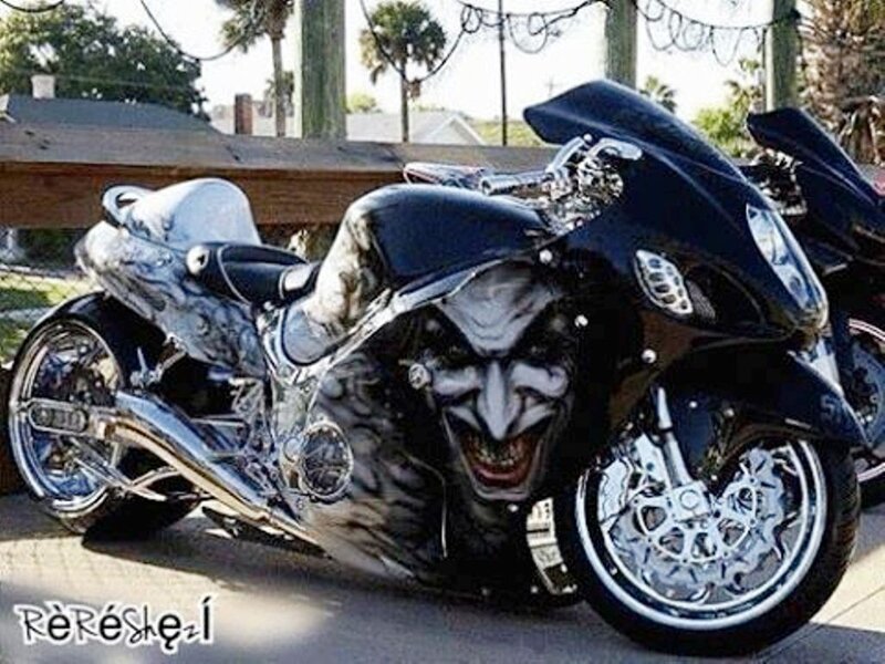 Motorcycle with Joker Design