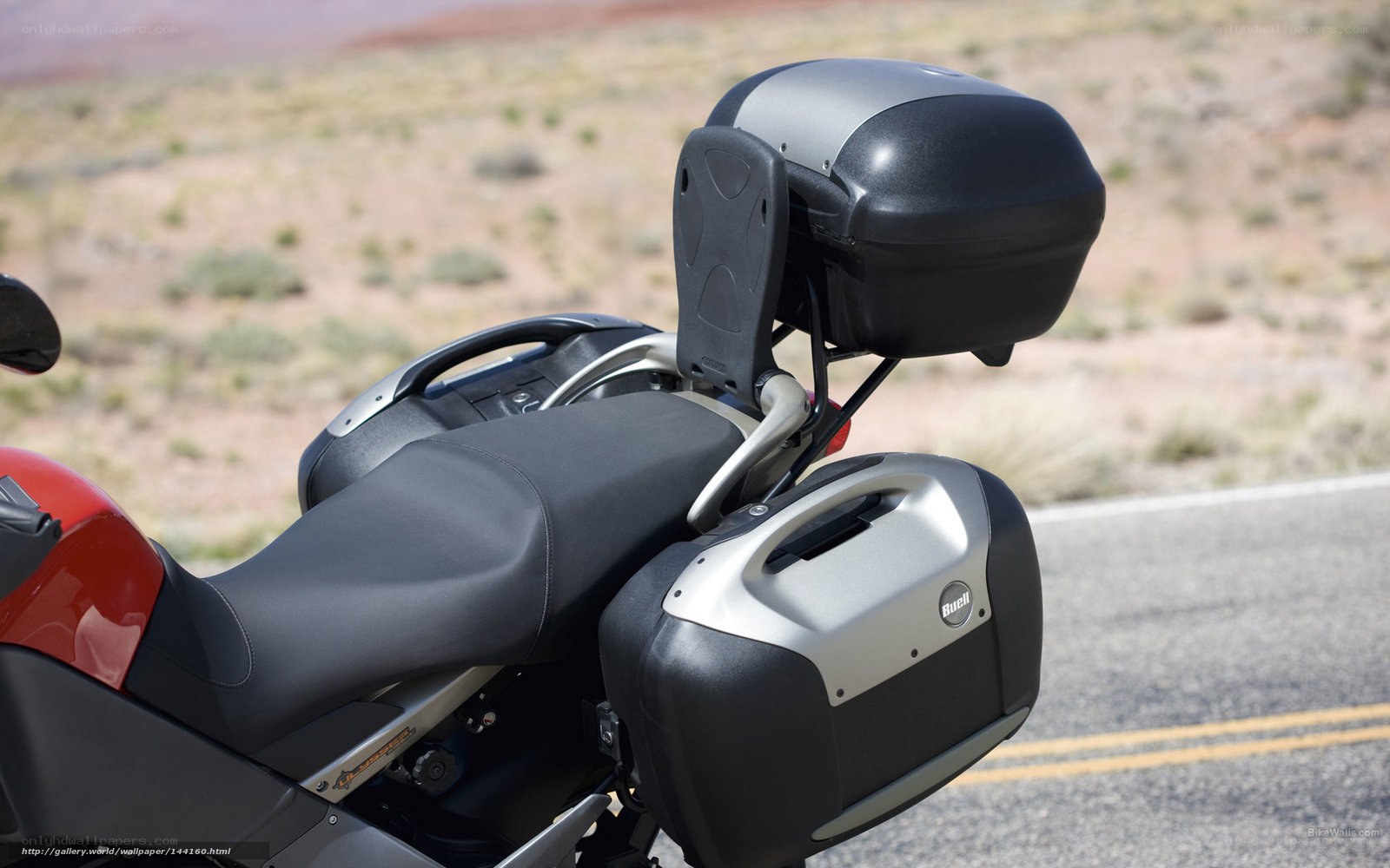 motorcycle with luggage on road