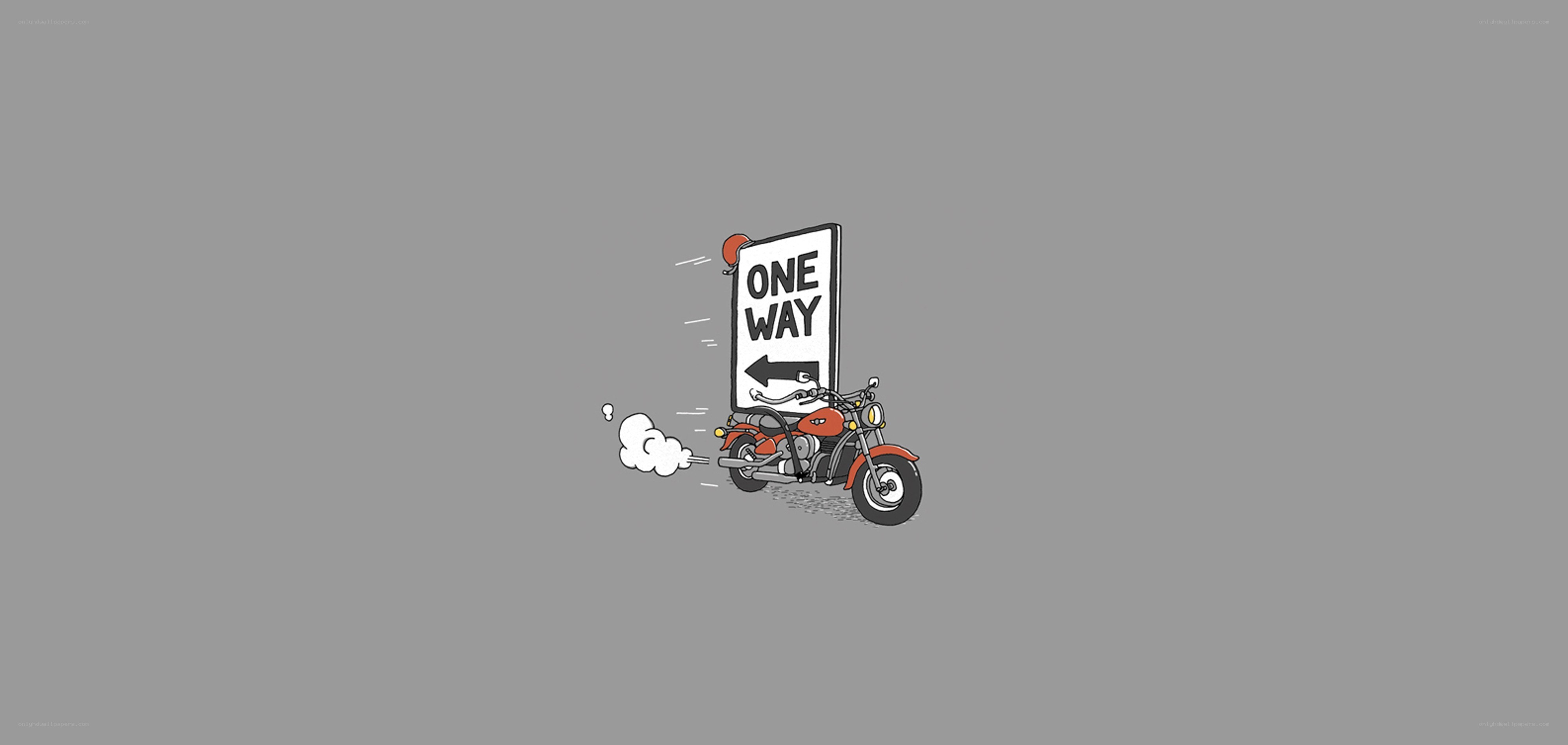 motorcycle with one way sign