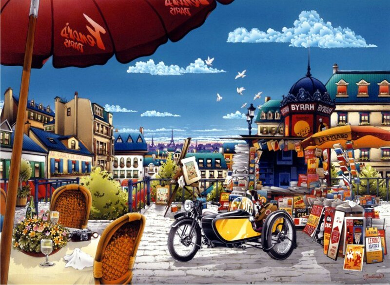 Motorcycle with Sidecar — Blue