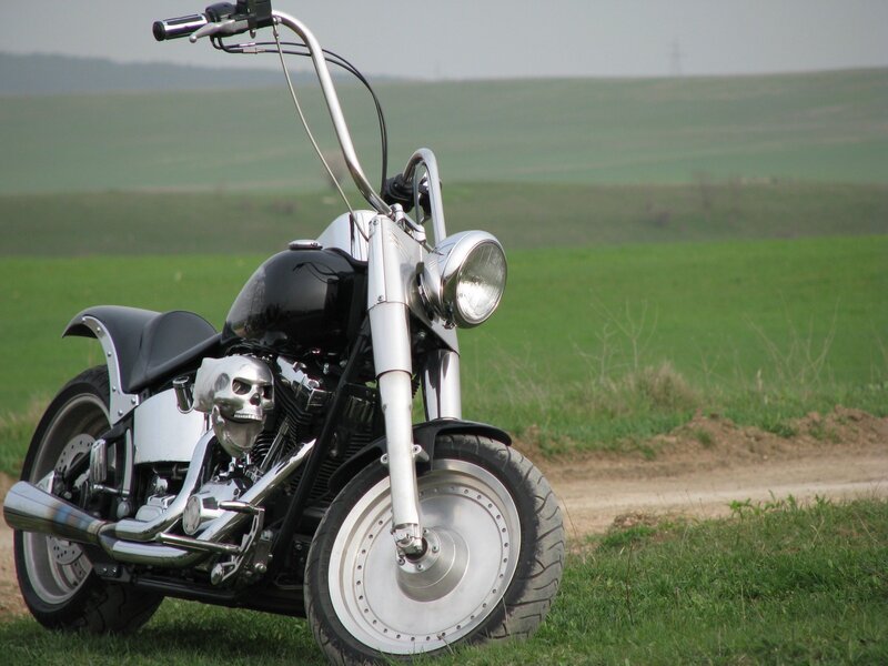 Motorcycle with skull decoration