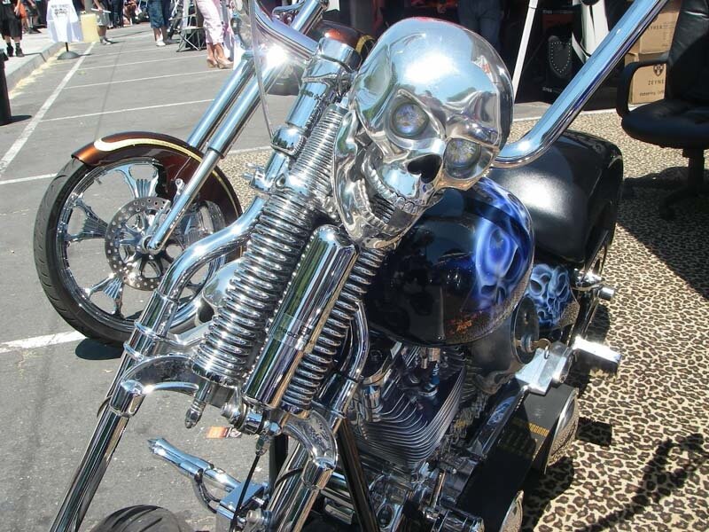 Motorcycle with skull head