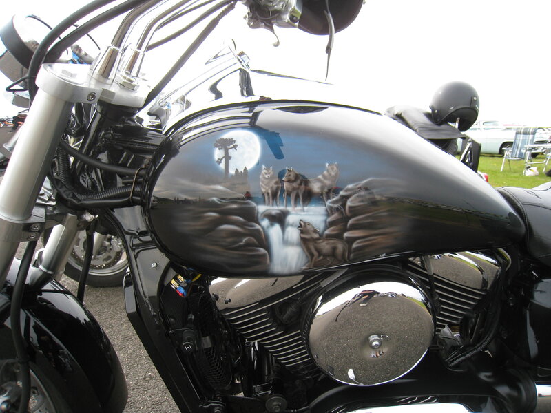 Motorcycle with Wolf Painting