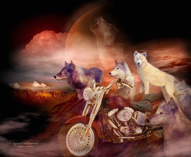 Motorcycle with Wolves