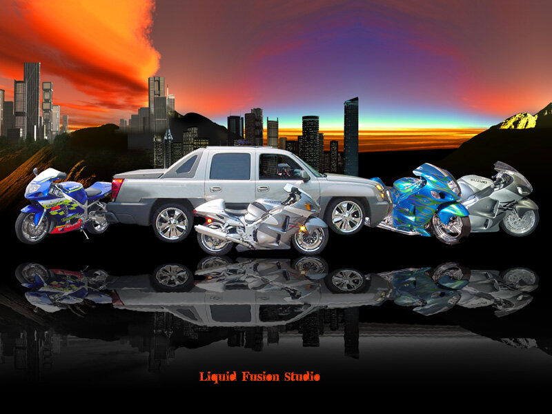 Motorcycles and Truck