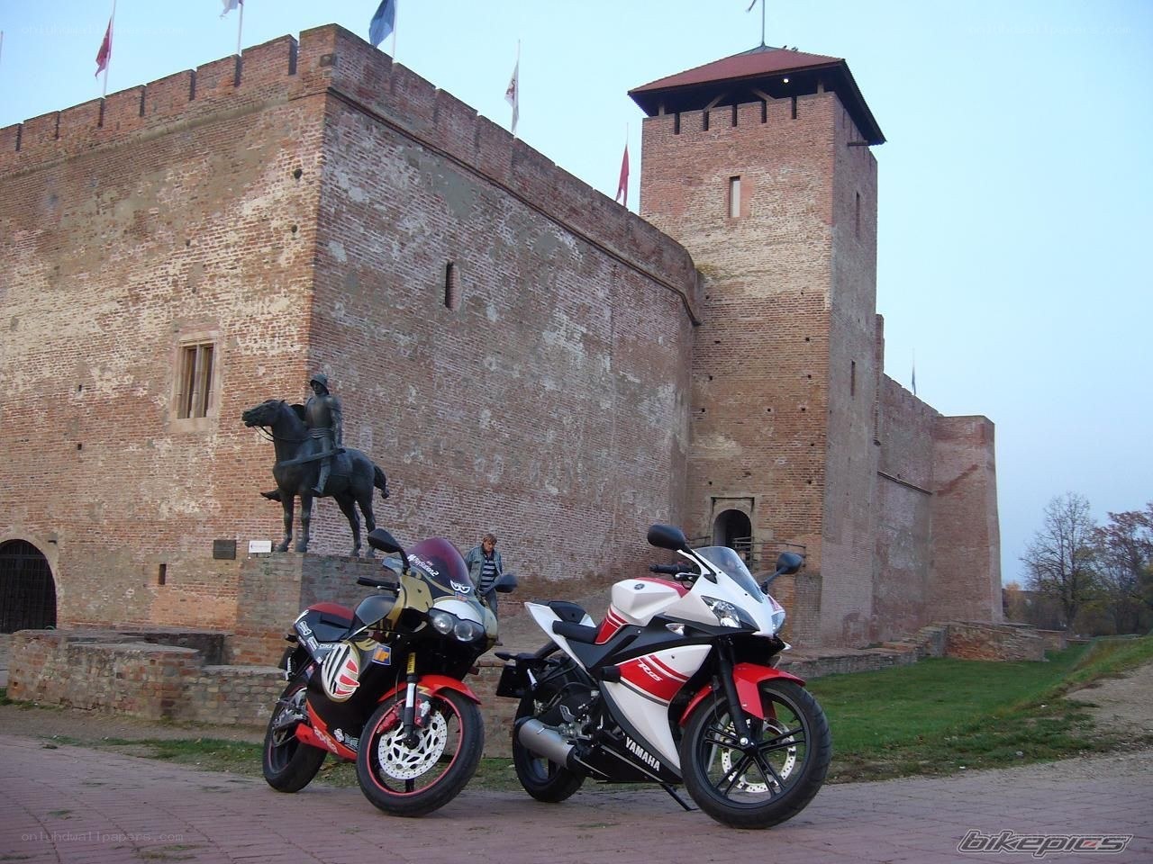 Motorcycles at a historic castle