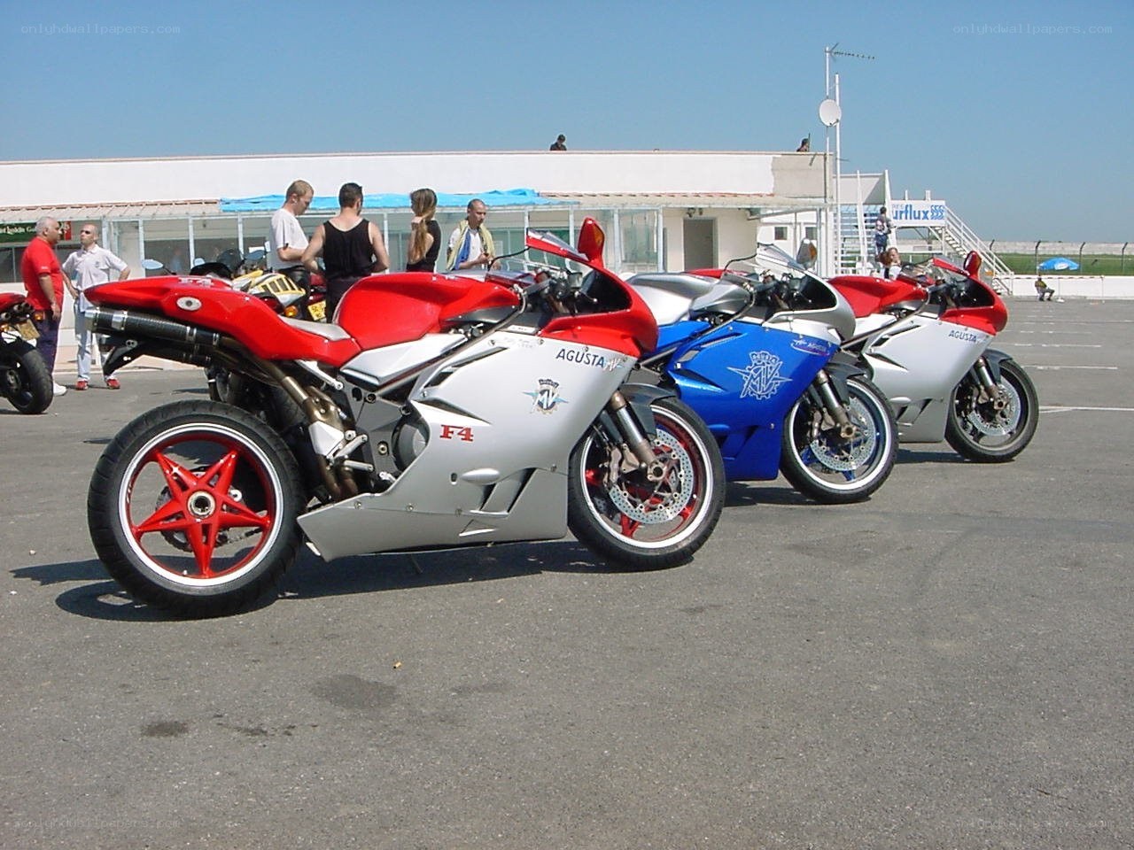 Motorcycles at a racetrack
