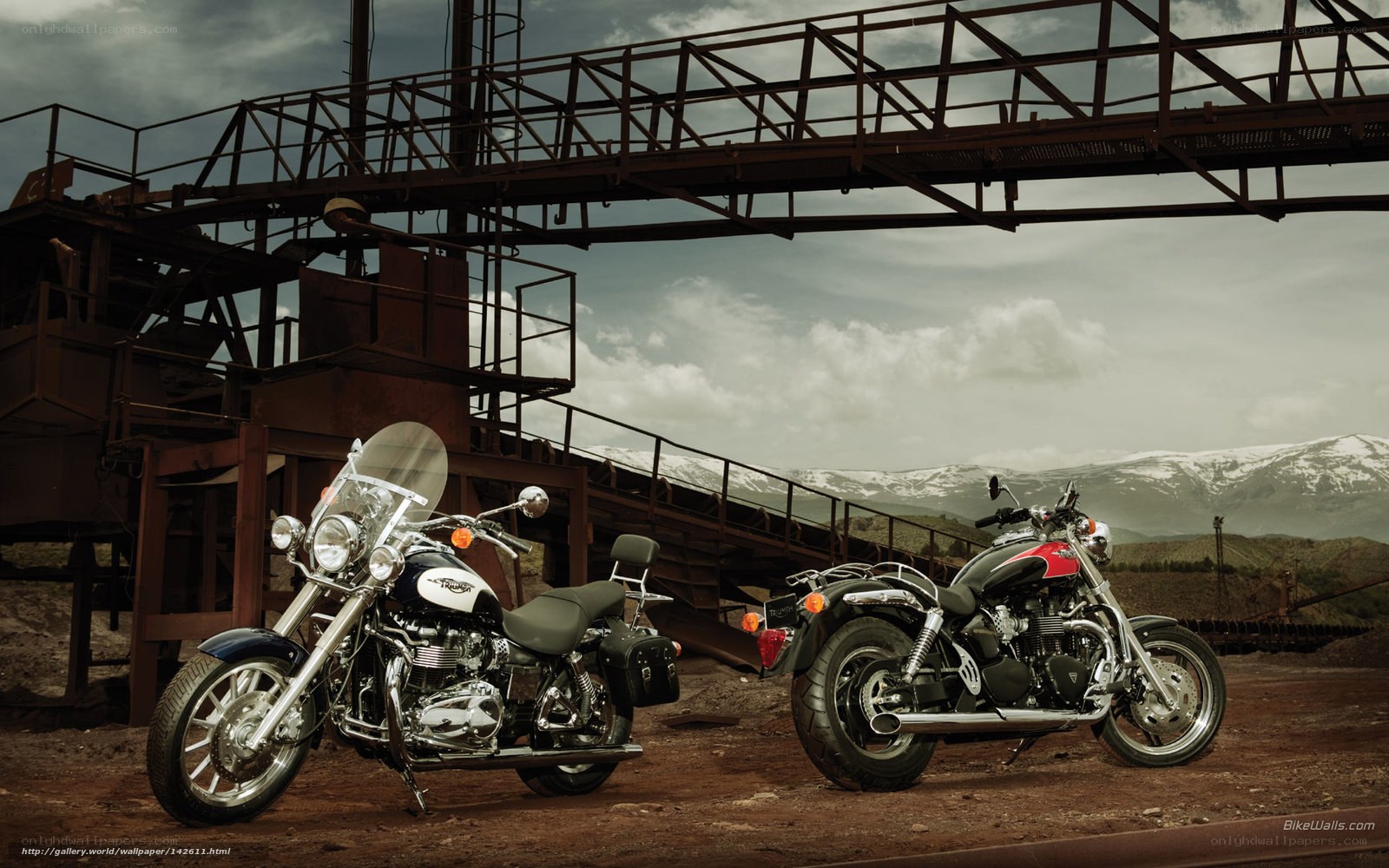 Motorcycles at industrial site