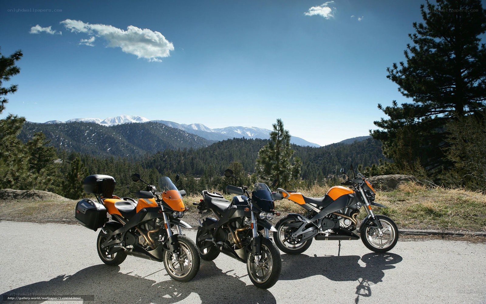 Motorcycles in mountain landscape