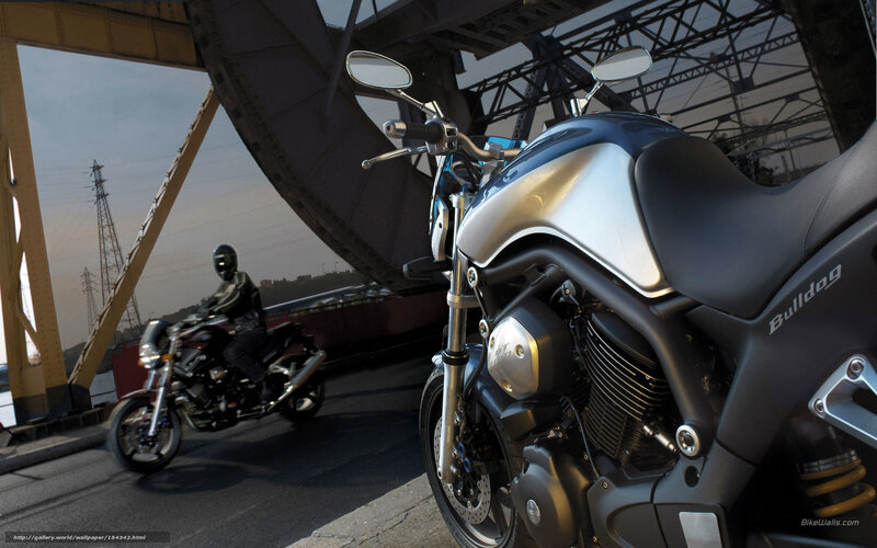 Motorcycles on a bridge