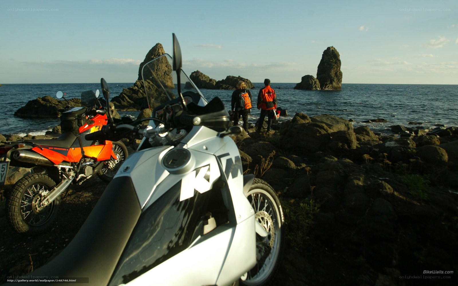 Motorcycles on a rocky coast