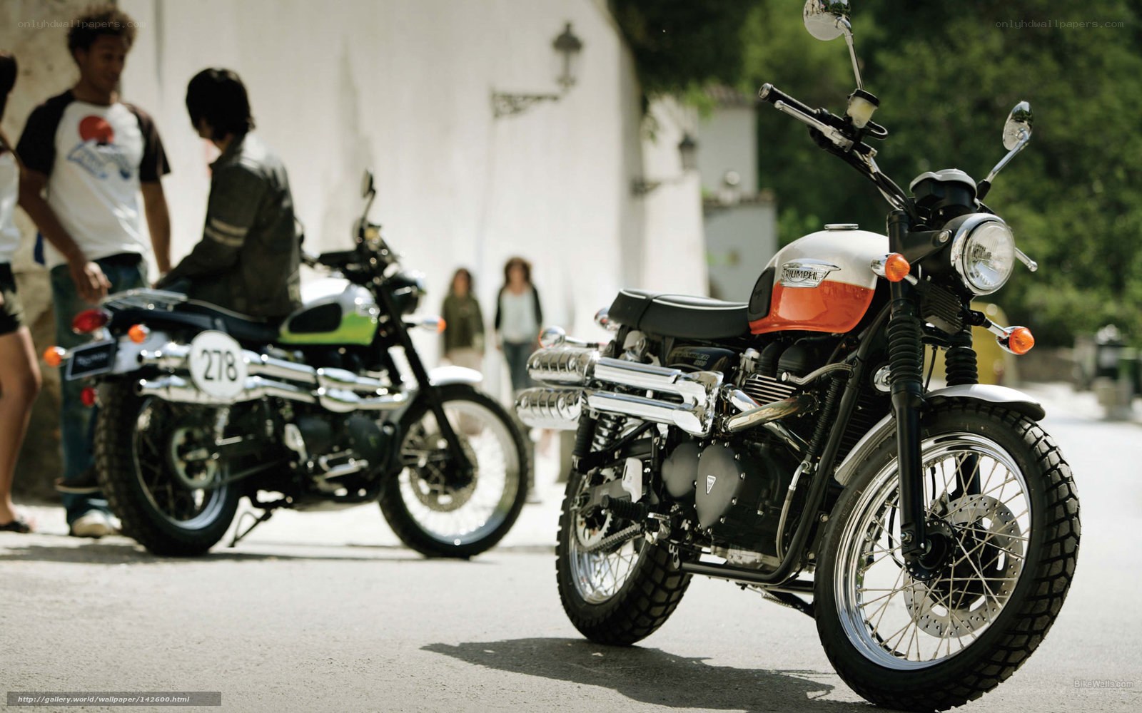 Motorcycles on a sunny street