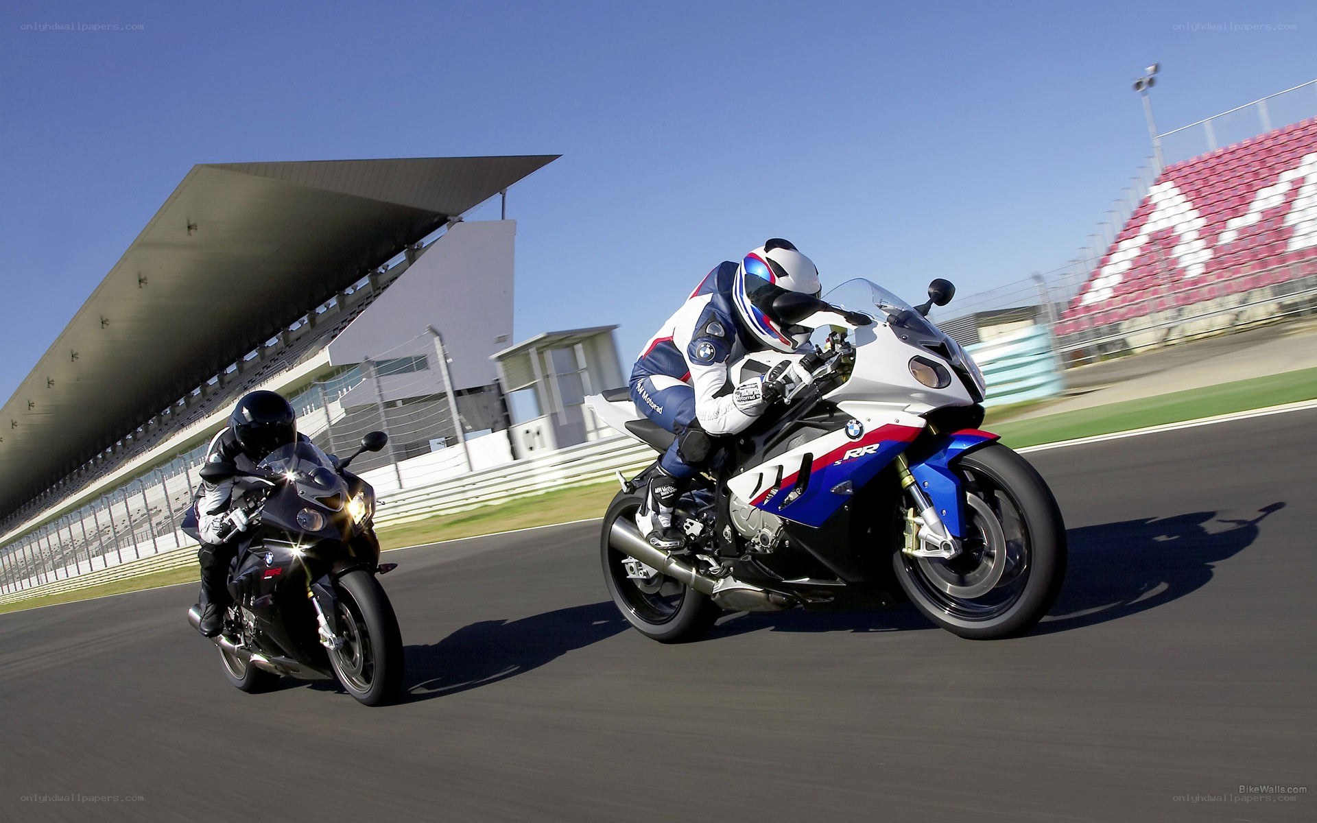 Motorcycles racing on a track