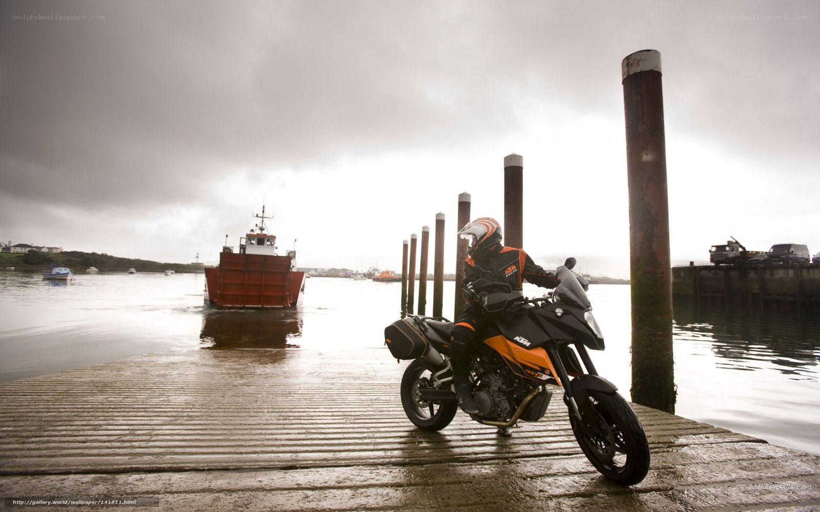 Motorcyclist at the dock