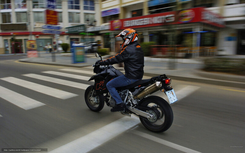 motorcyclist crossing street