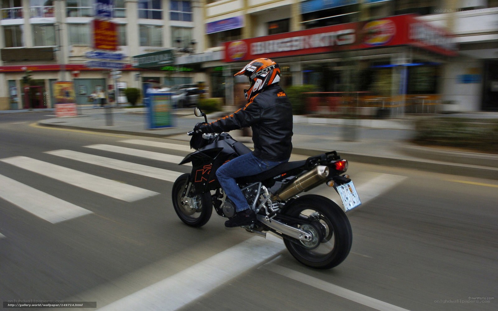 motorcyclist crossing street