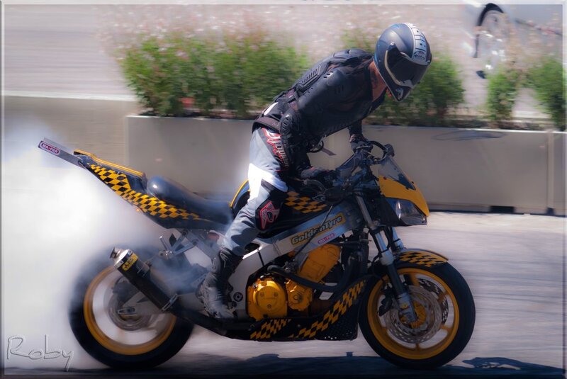 Motorcyclist Doing Burnout — Black, Dynamic