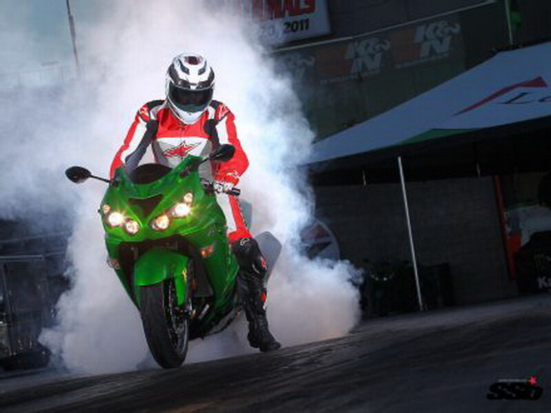 Motorcyclist Doing Burnout