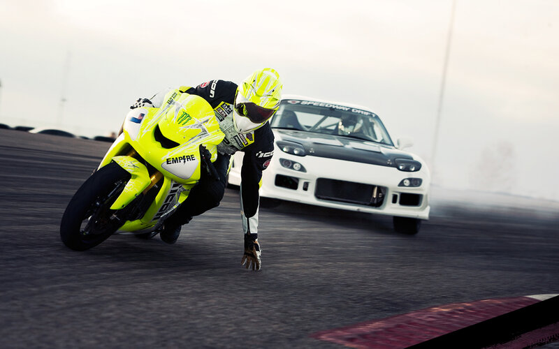 Motorcyclist Drifting on Track