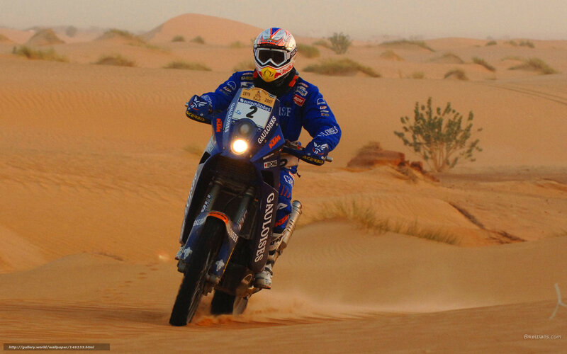 Motorcyclist in Desert — Blue