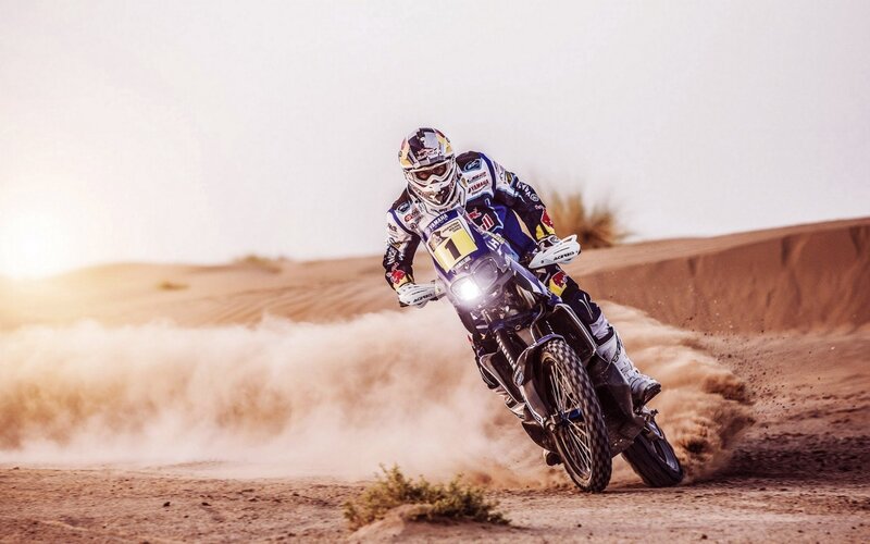 Motorcyclist in Desert — Brown