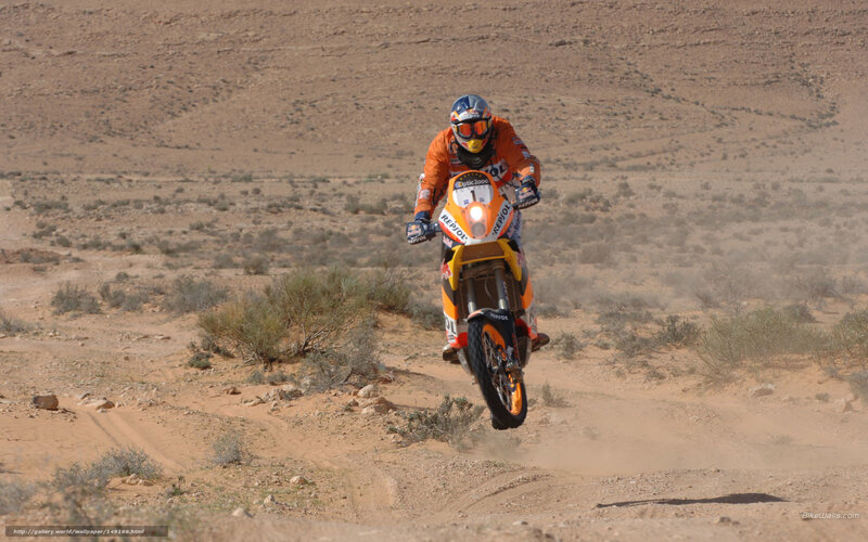 Motorcyclist in Desert — Orange