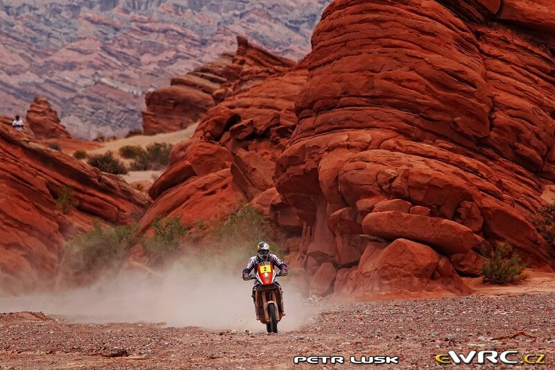 Motorcyclist in Desert — Red
