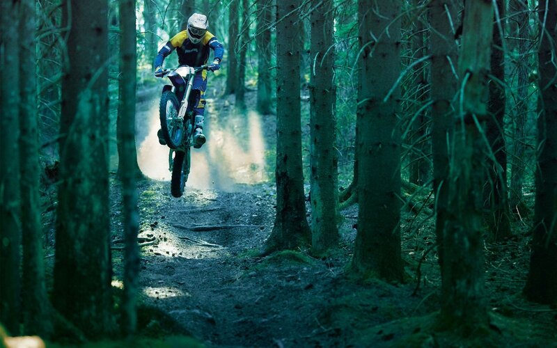 Motorcyclist in Forest — Green