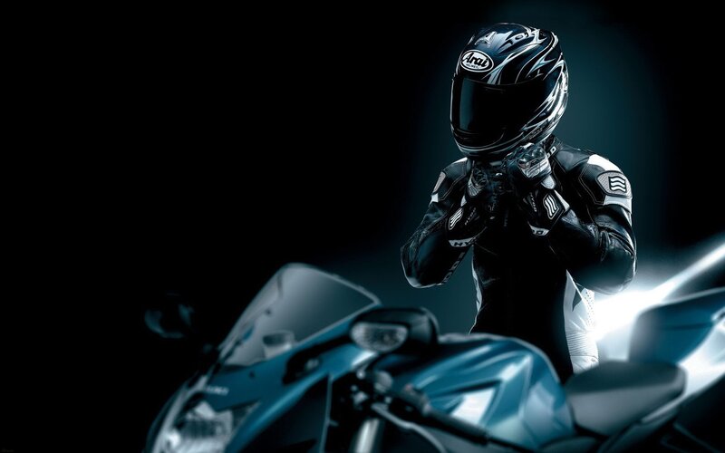 Motorcyclist in Gear — Black