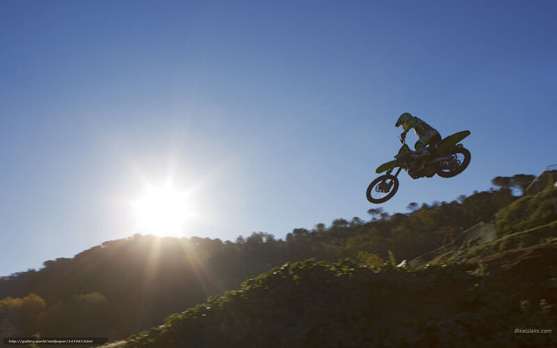 Motorcyclist in Mid-air — Blue, Dramatic
