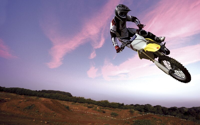 Motorcyclist in Mid-air — Purple