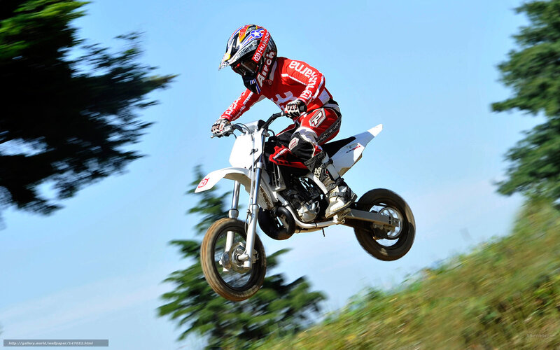 Motorcyclist in Mid-air — Red, Dynamic, Afternoon