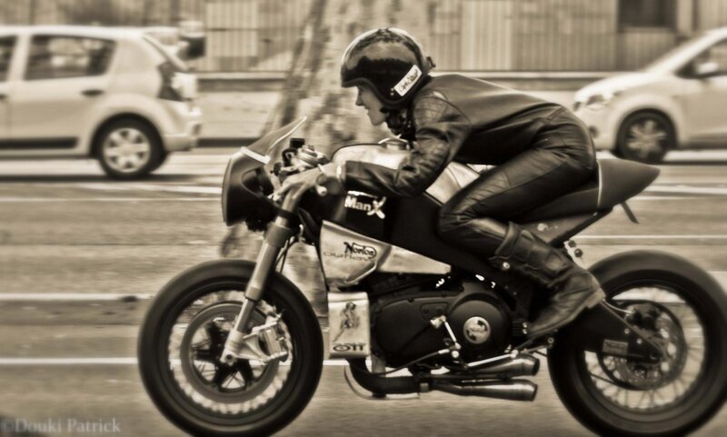 motorcyclist in motion