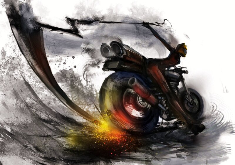 Motorcyclist in Motion — Black