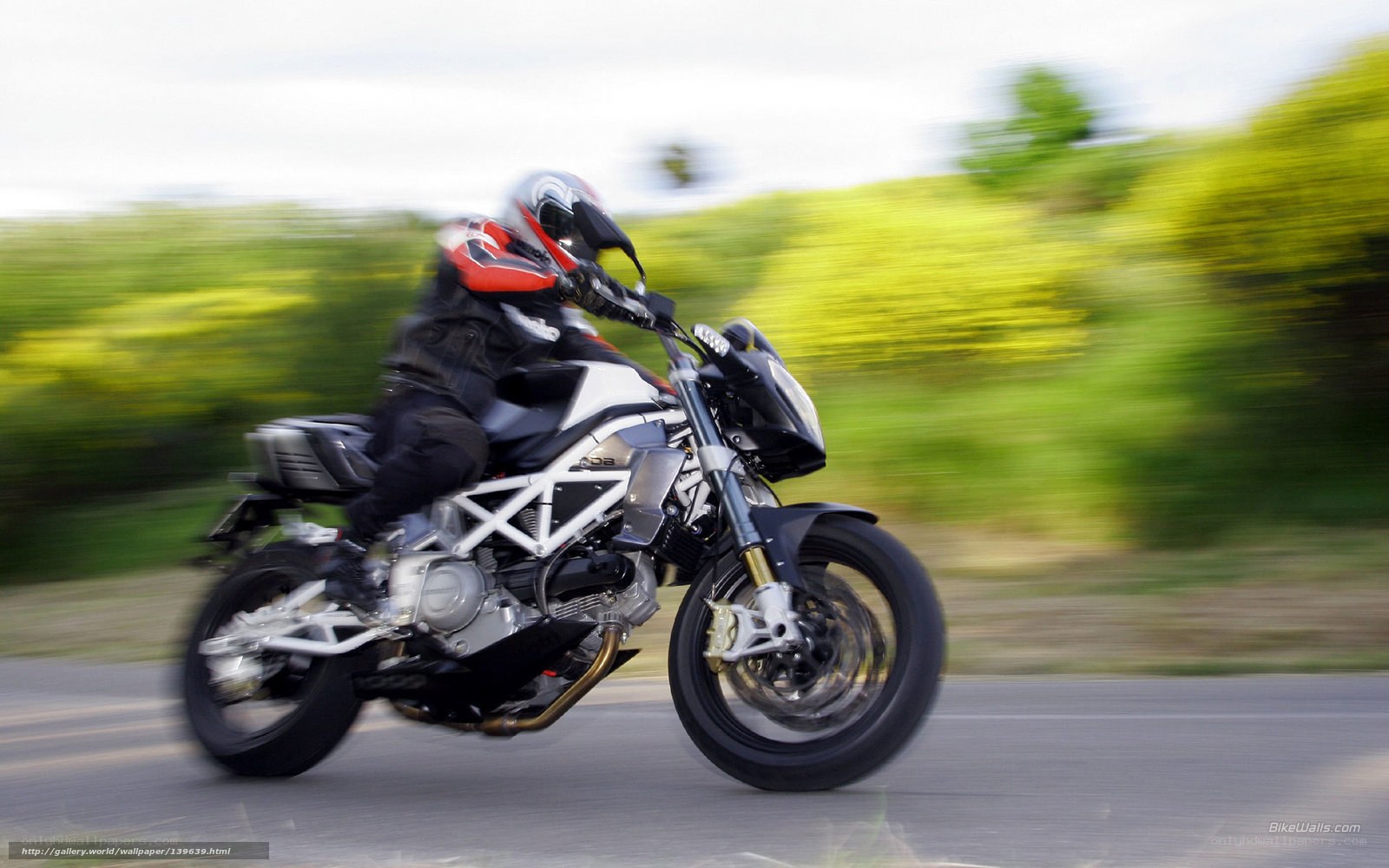 motorcyclist in motion on road