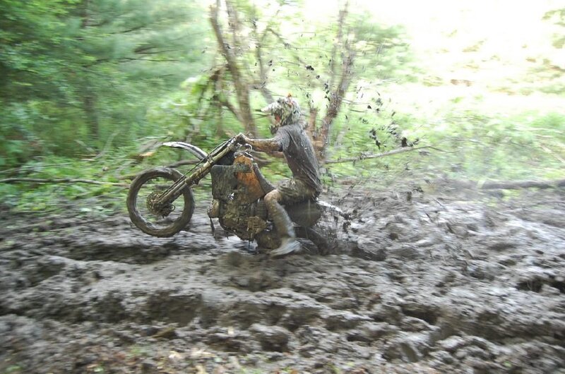 Motorcyclist in Mud — Green