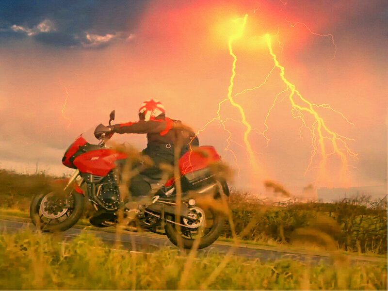 Motorcyclist in Storm